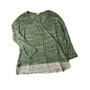 Umgee Long Sleeve Blouse Shirt Tunic Heathered Green Size Large